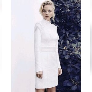 Fame and Partners White Sheath Long Sleeve Dress